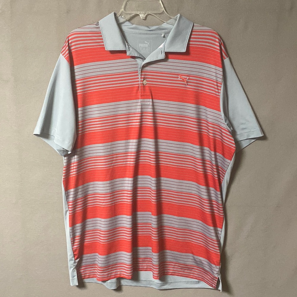 Puma Men’s Golf Polo Shirt Used Size Large Color Red & Gray